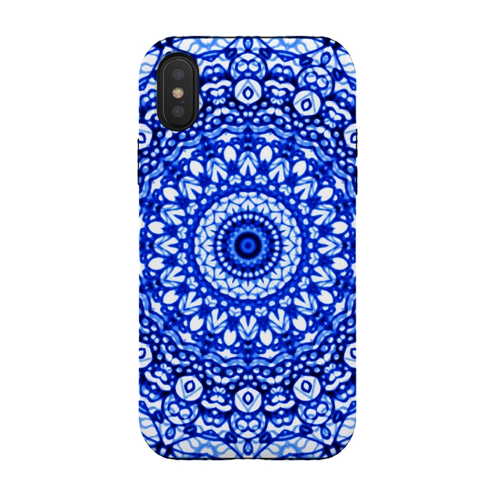 iPhone Xs / X StrongFit Blue Mandala Mehndi Style G403  by Medusa GraphicArt