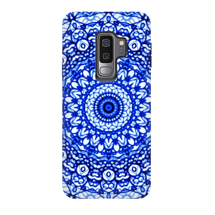 Galaxy S9 plus StrongFit Blue Mandala Mehndi Style G403  by Medusa GraphicArt