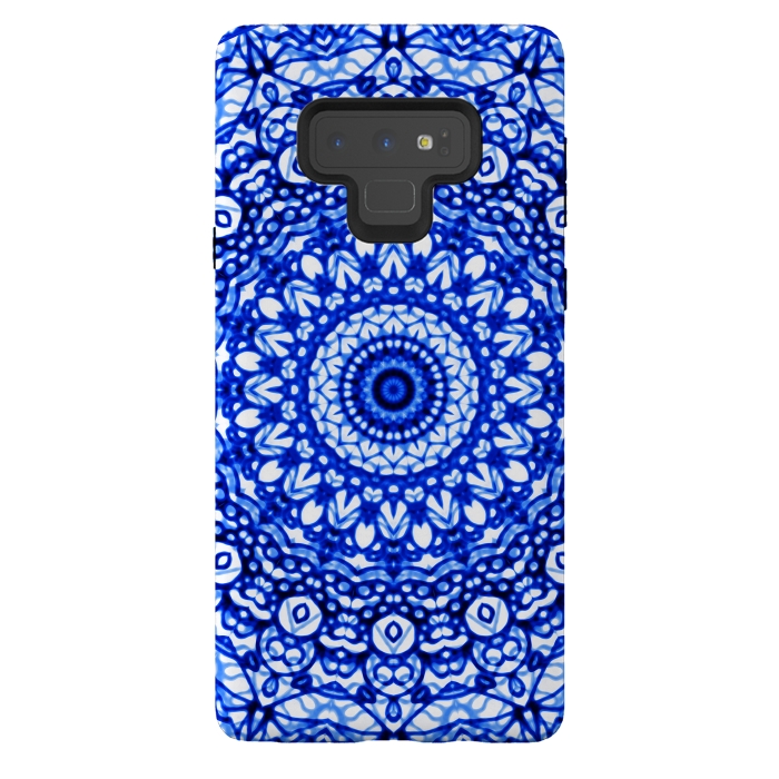 Galaxy Note 9 StrongFit Blue Mandala Mehndi Style G403  by Medusa GraphicArt