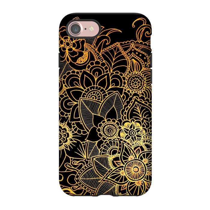 iPhone 7 StrongFit Floral Doodle Gold G523 by Medusa GraphicArt