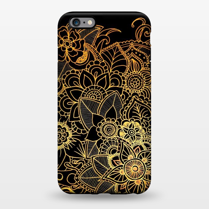 iPhone 6/6s plus StrongFit Floral Doodle Gold G523 by Medusa GraphicArt