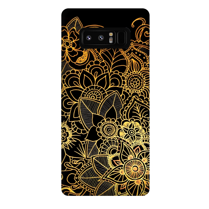 Galaxy Note 8 StrongFit Floral Doodle Gold G523 by Medusa GraphicArt