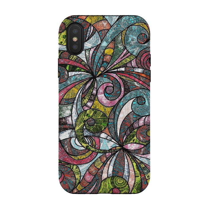 iPhone Xs / X StrongFit Drawing Floral Zentangle G203 by Medusa GraphicArt