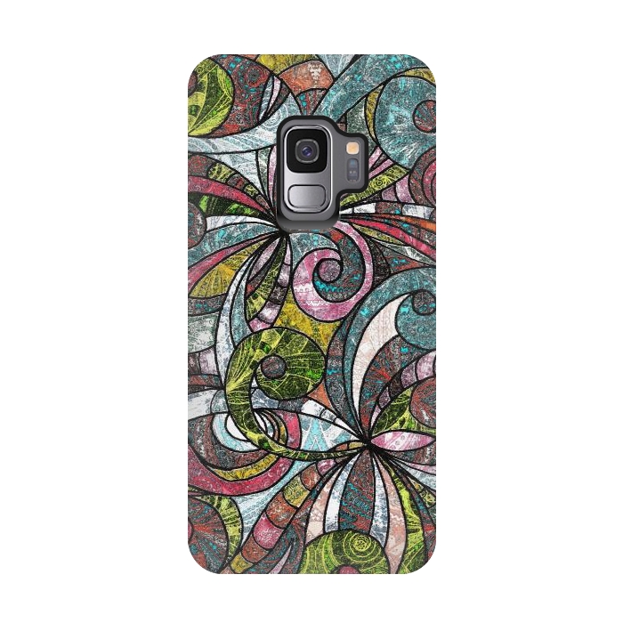 Galaxy S9 StrongFit Drawing Floral Zentangle G203 by Medusa GraphicArt