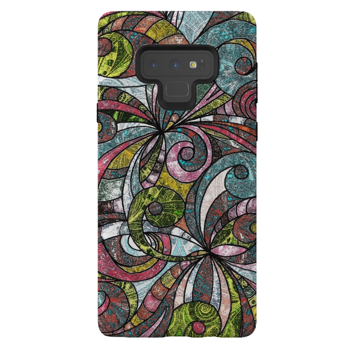 Galaxy Note 9 StrongFit Drawing Floral Zentangle G203 by Medusa GraphicArt