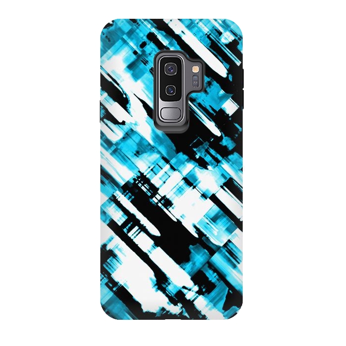 Galaxy S9 plus StrongFit Hot blue and black digital art G253 by Medusa GraphicArt