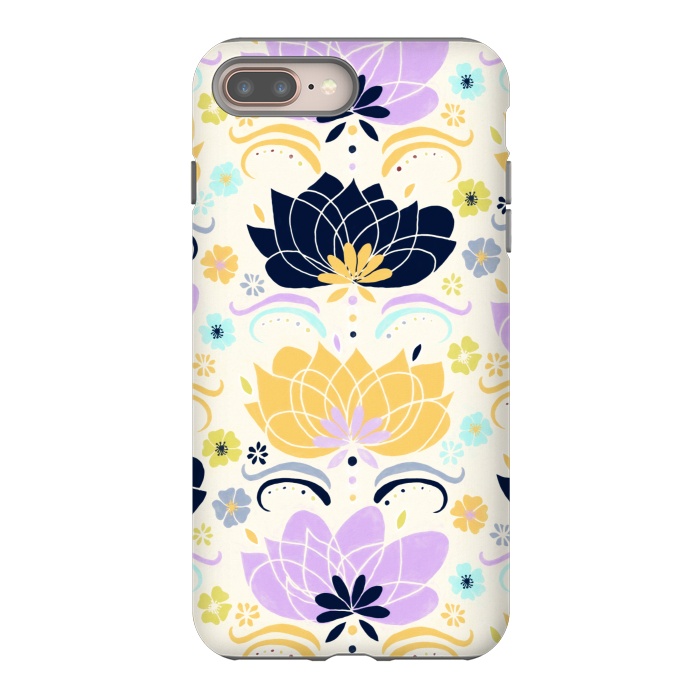 iPhone 7 plus StrongFit Navy & Pastel Floral  by Tigatiga