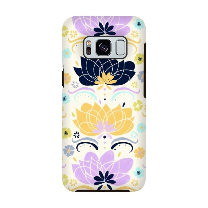 Galaxy S8 StrongFit Navy & Pastel Floral  by Tigatiga