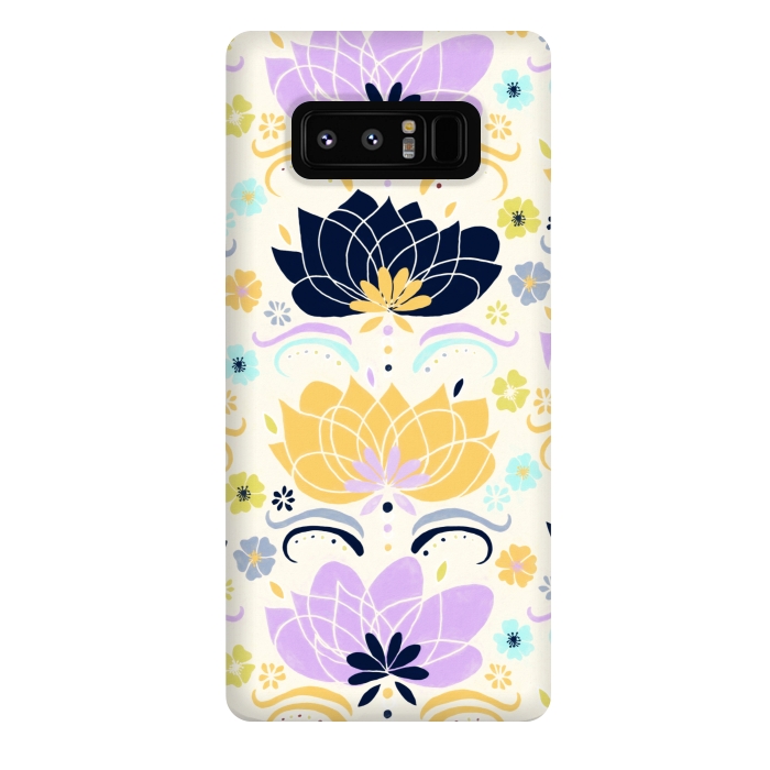 Galaxy Note 8 StrongFit Navy & Pastel Floral  by Tigatiga