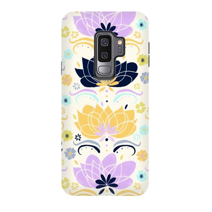 Galaxy S9 plus StrongFit Navy & Pastel Floral  by Tigatiga