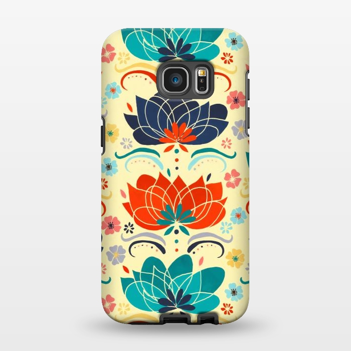 Galaxy S7 EDGE StrongFit 1960s Hippie Floral  by Tigatiga