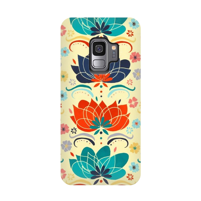 Galaxy S9 StrongFit 1960s Hippie Floral  by Tigatiga