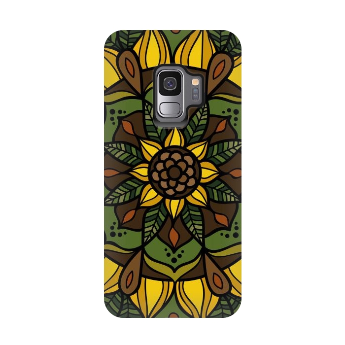 Galaxy S9 StrongFit Sunflower Mandala by Majoih
