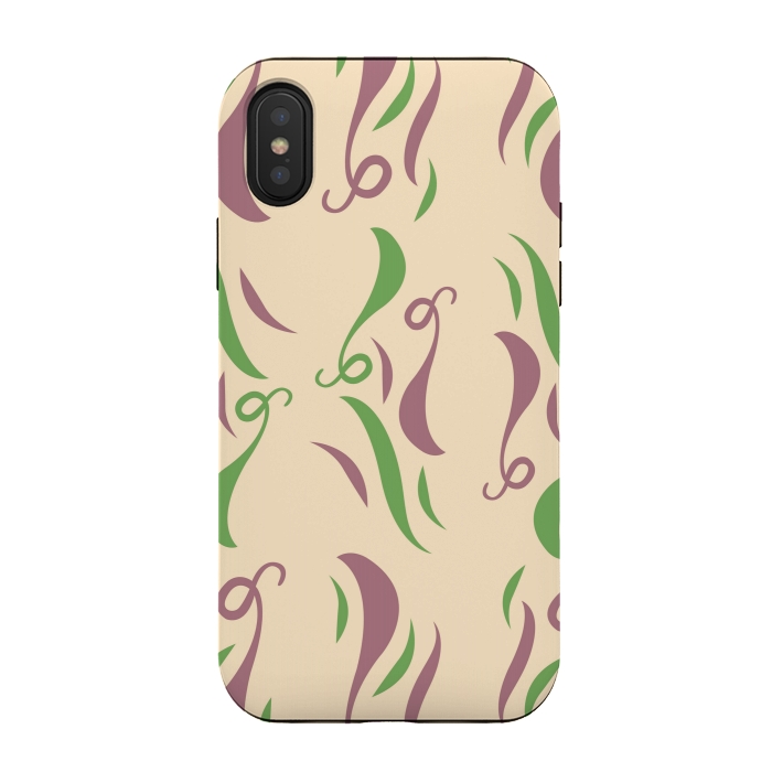 iPhone Xs / X StrongFit GREEN PINK FLORAL PATTERN by MALLIKA