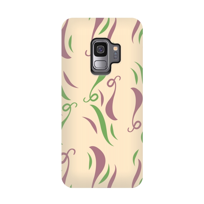 Galaxy S9 StrongFit GREEN PINK FLORAL PATTERN by MALLIKA