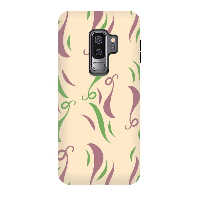 Galaxy S9 plus StrongFit GREEN PINK FLORAL PATTERN by MALLIKA