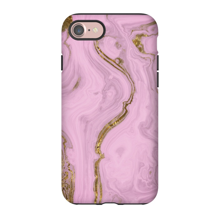 iPhone 7 StrongFit Elegant Pink Marble With Gold 2 by Andrea Haase