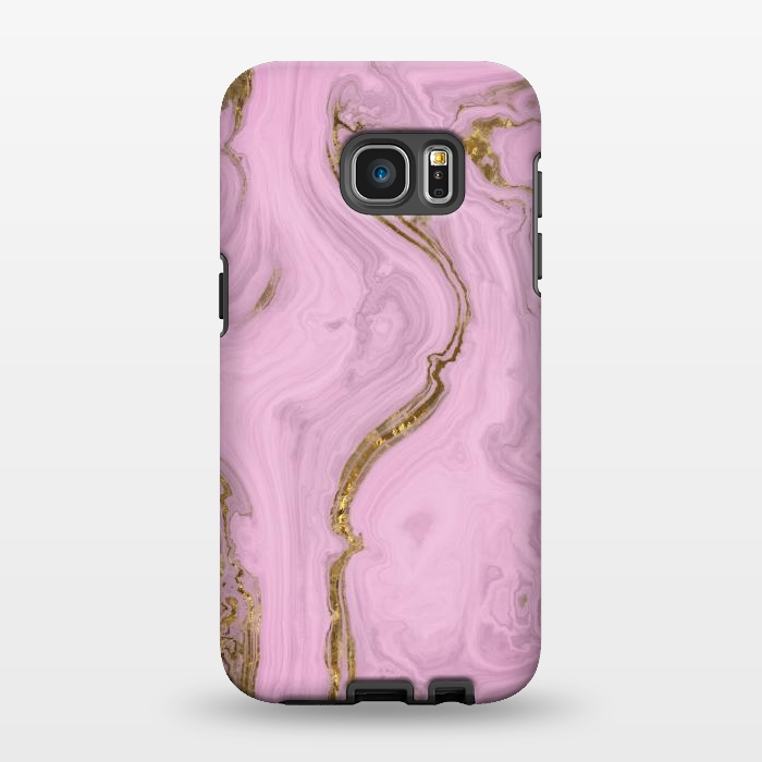 Galaxy S7 EDGE StrongFit Elegant Pink Marble With Gold 2 by Andrea Haase