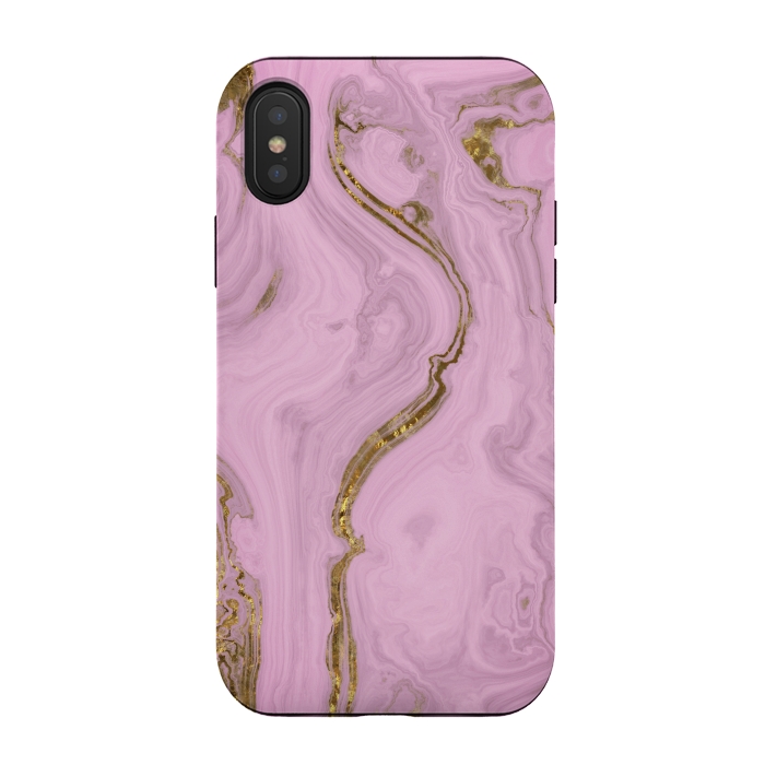 iPhone Xs / X StrongFit Elegant Pink Marble With Gold 2 by Andrea Haase