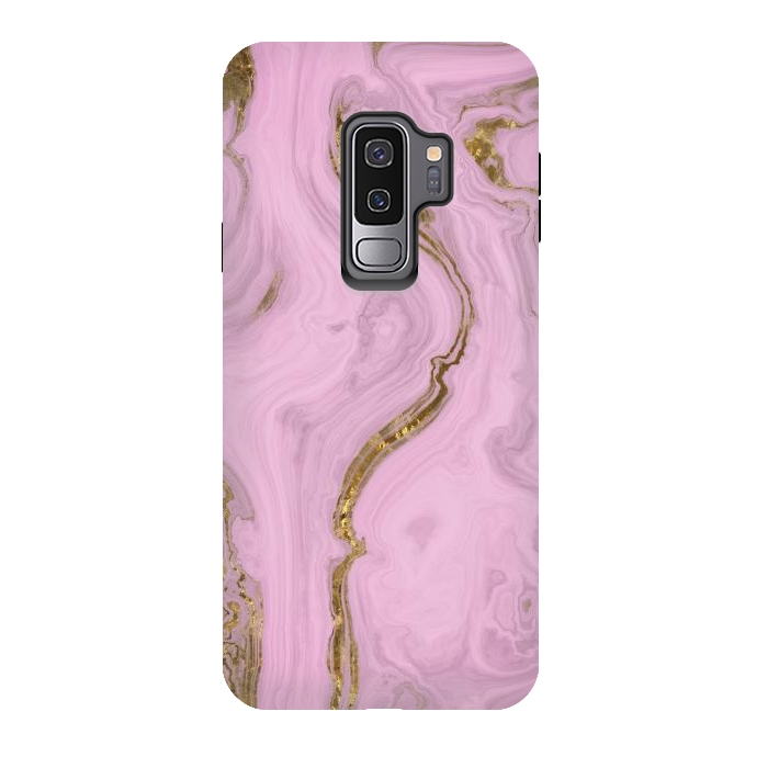 Galaxy S9 plus StrongFit Elegant Pink Marble With Gold 2 by Andrea Haase