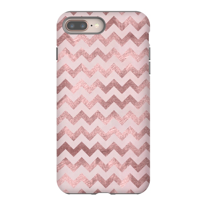 iPhone 7 plus StrongFit Elegant Rose Gold Chevron Stripes 2 by Andrea Haase
