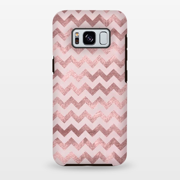 Galaxy S8 plus StrongFit Elegant Rose Gold Chevron Stripes 2 by Andrea Haase