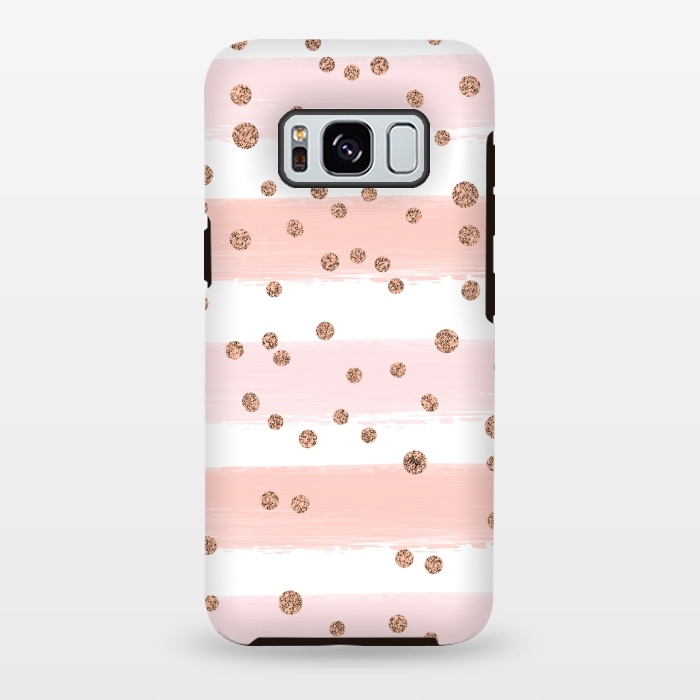 Galaxy S8 plus StrongFit Pink girly stripes by Martina