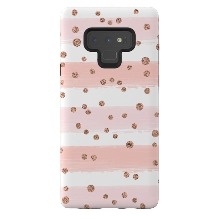 Galaxy Note 9 StrongFit Pink girly stripes by Martina