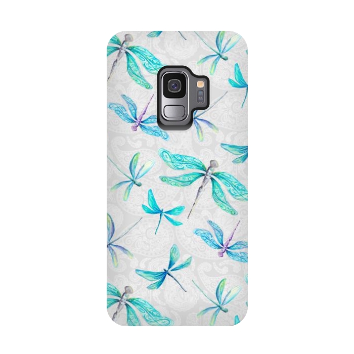 Galaxy S9 StrongFit Dragonfly Paisley by gingerlique