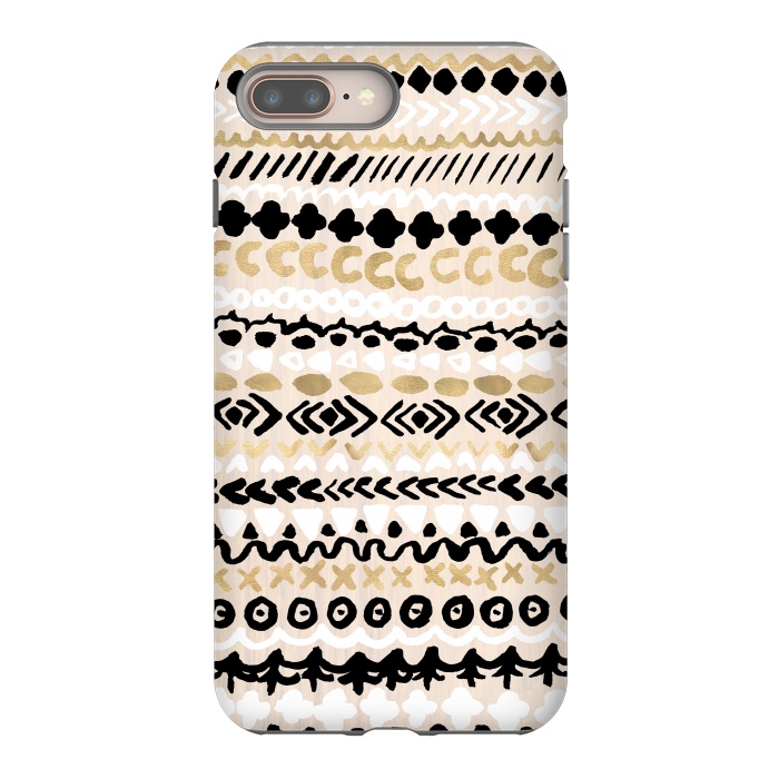 iPhone 7 plus StrongFit Black, White & Gold Tribal by Tangerine-Tane