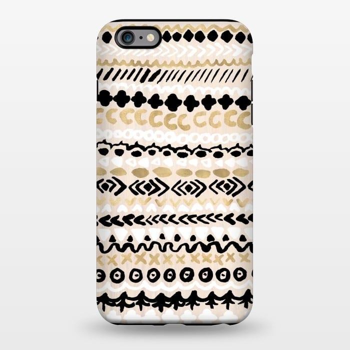 iPhone 6/6s plus StrongFit Black, White & Gold Tribal by Tangerine-Tane