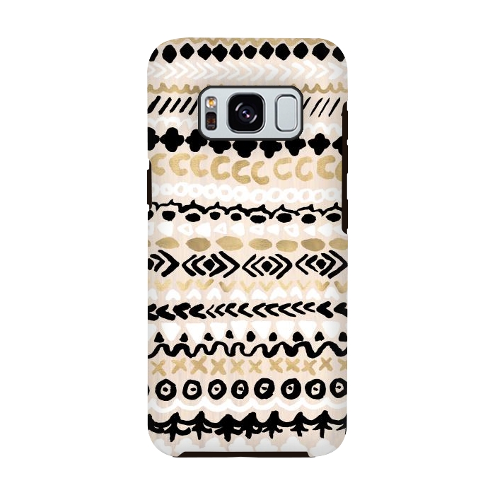 Galaxy S8 StrongFit Black, White & Gold Tribal by Tangerine-Tane