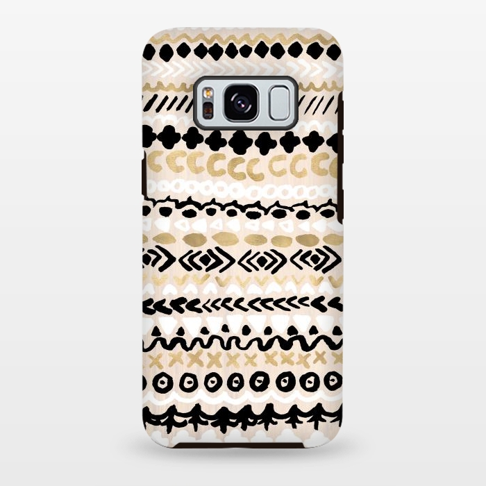 Galaxy S8 plus StrongFit Black, White & Gold Tribal by Tangerine-Tane