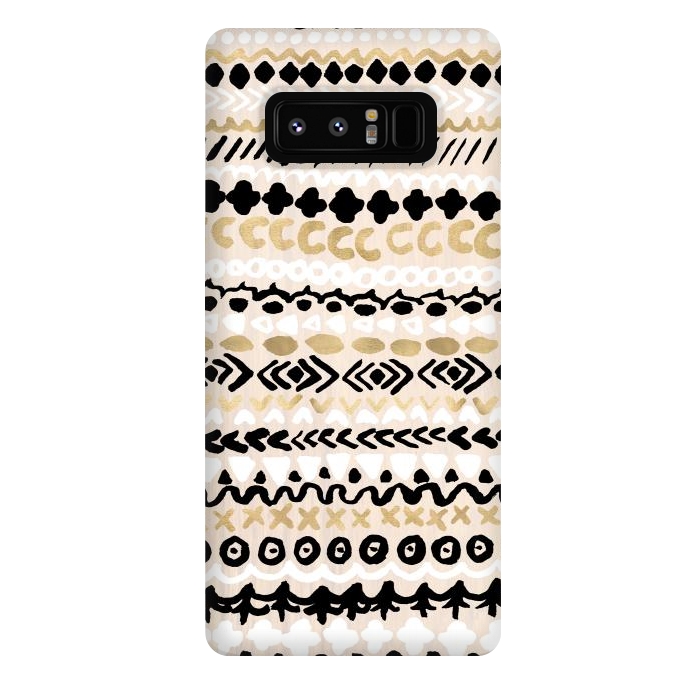 Galaxy Note 8 StrongFit Black, White & Gold Tribal by Tangerine-Tane