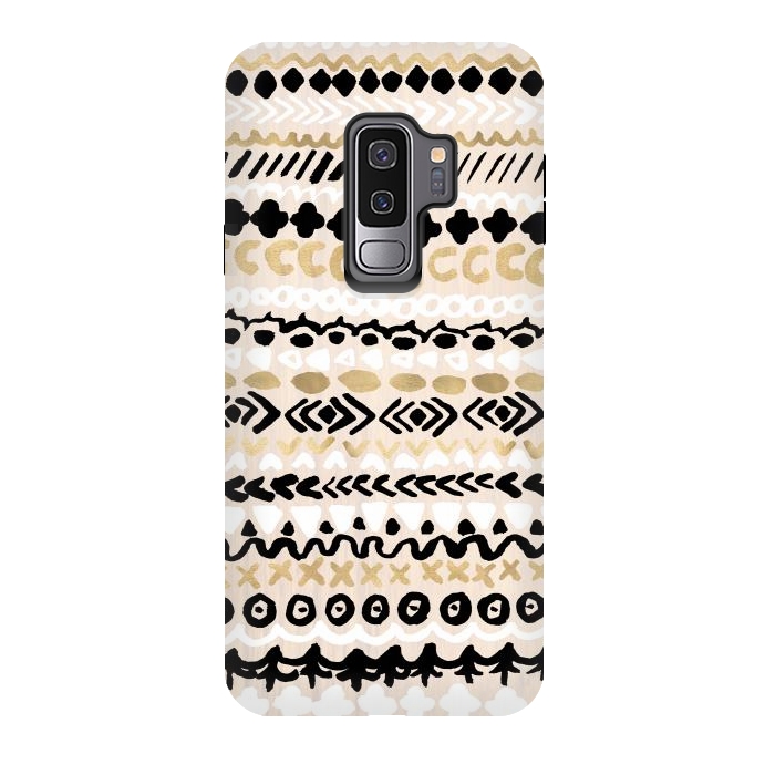 Galaxy S9 plus StrongFit Black, White & Gold Tribal by Tangerine-Tane