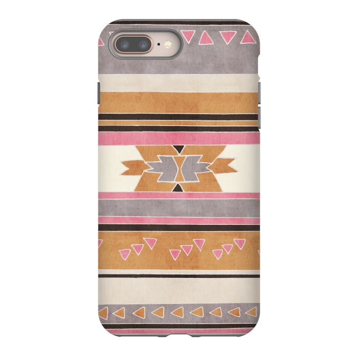 iPhone 7 plus StrongFit Orange & Pink Aztec Tribal by Tangerine-Tane