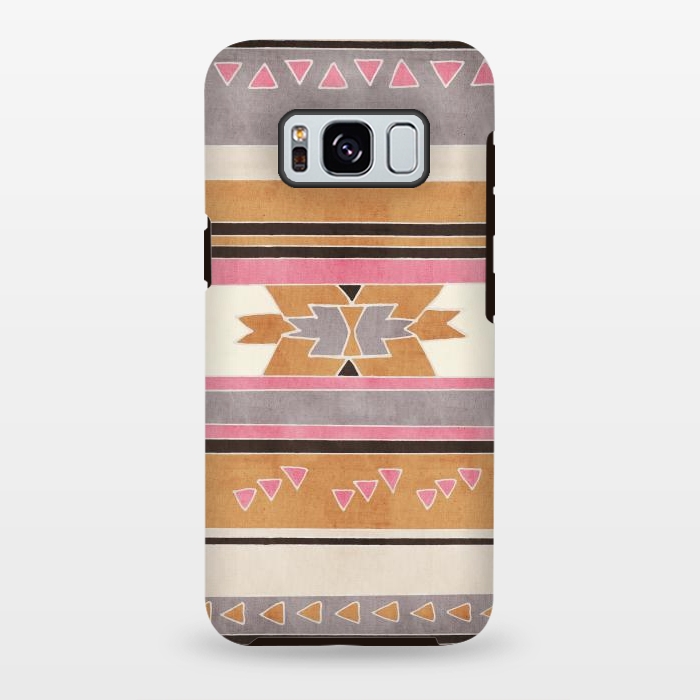Galaxy S8 plus StrongFit Orange & Pink Aztec Tribal by Tangerine-Tane
