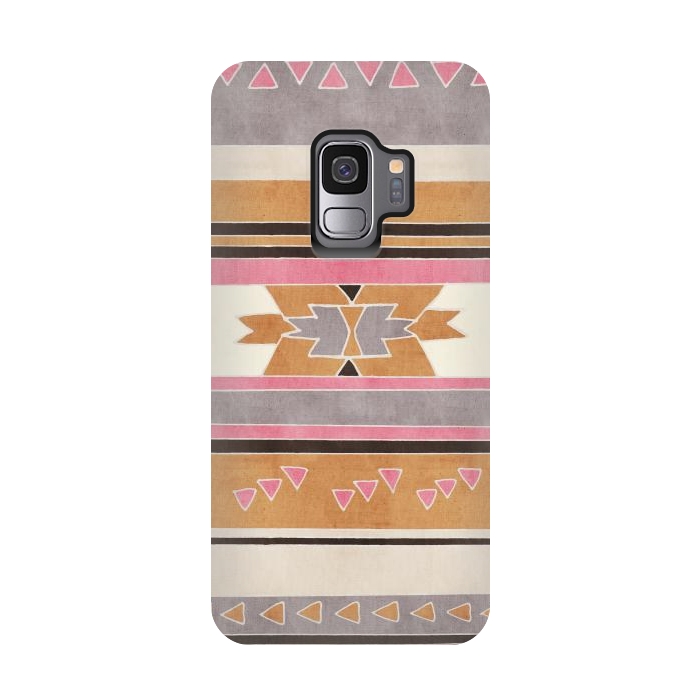 Galaxy S9 StrongFit Orange & Pink Aztec Tribal by Tangerine-Tane