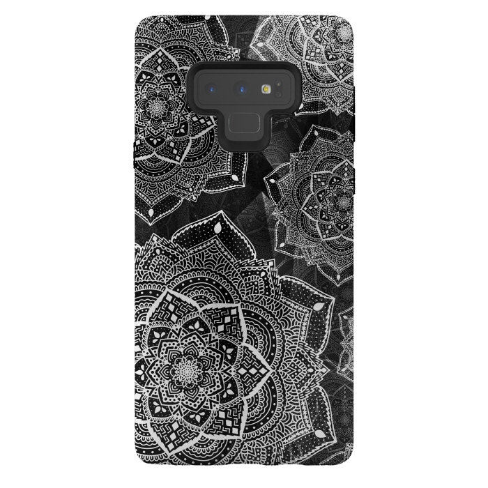 Galaxy Note 9 StrongFit Black mandalas by Jms
