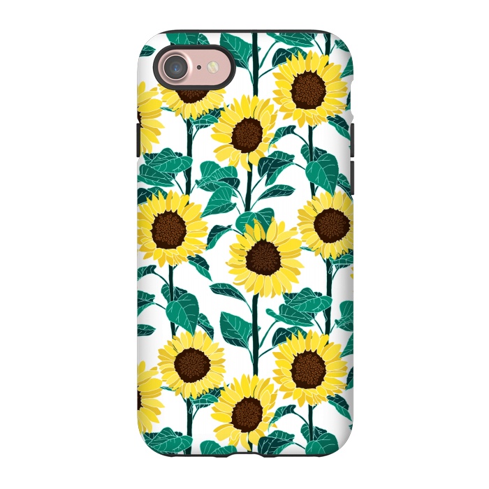 iPhone 7 StrongFit Sunny Sunflowers - White  by Tigatiga
