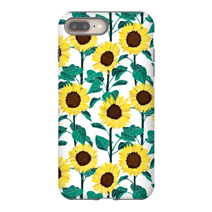 iPhone 7 plus StrongFit Sunny Sunflowers - White  by Tigatiga