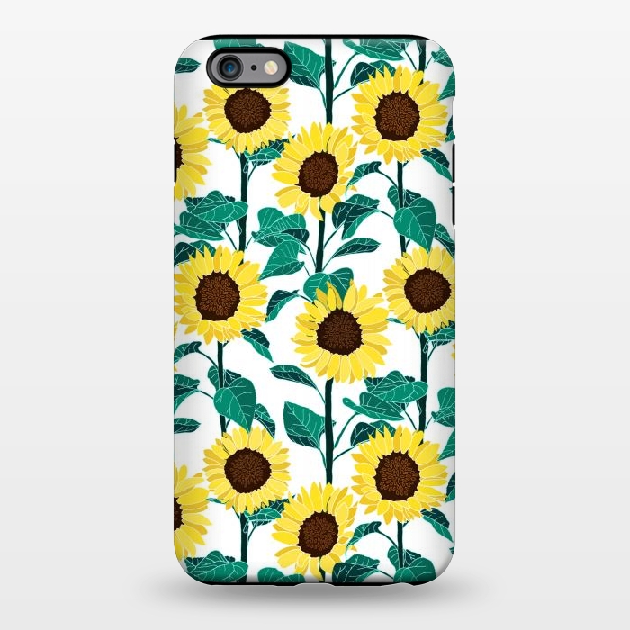 iPhone 6/6s plus StrongFit Sunny Sunflowers - White  by Tigatiga