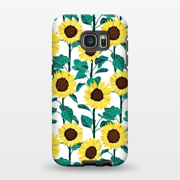 Galaxy S7 EDGE StrongFit Sunny Sunflowers - White  by Tigatiga