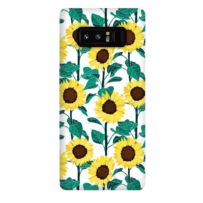 Galaxy Note 8 StrongFit Sunny Sunflowers - White  by Tigatiga