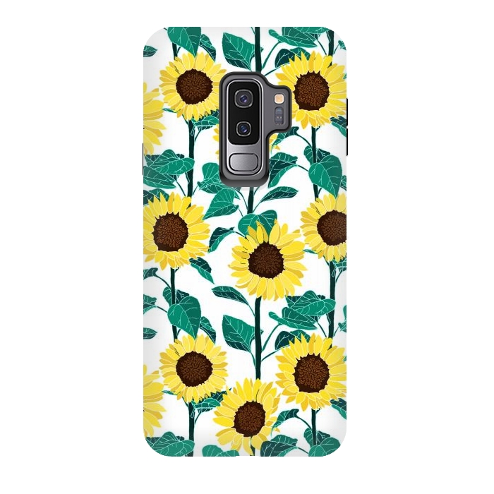 Galaxy S9 plus StrongFit Sunny Sunflowers - White  by Tigatiga