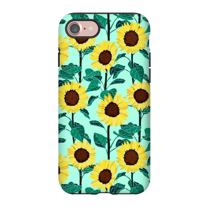 iPhone 7 StrongFit Sunny Sunflowers - Mint  by Tigatiga