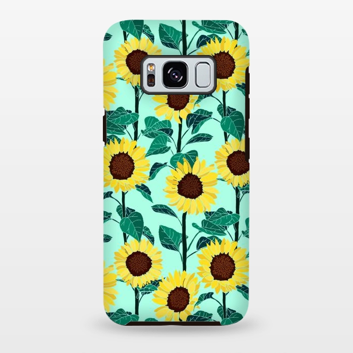 Galaxy S8 plus StrongFit Sunny Sunflowers - Mint  by Tigatiga