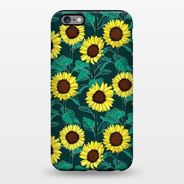 iPhone 6/6s plus StrongFit Sunny Sunflowers - Emerald  by Tigatiga