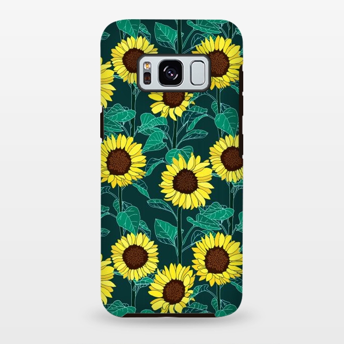 Galaxy S8 plus StrongFit Sunny Sunflowers - Emerald  by Tigatiga