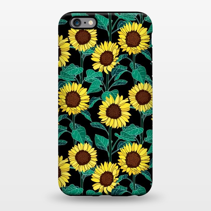iPhone 6/6s plus StrongFit Sunny Sunflowers - Black  by Tigatiga